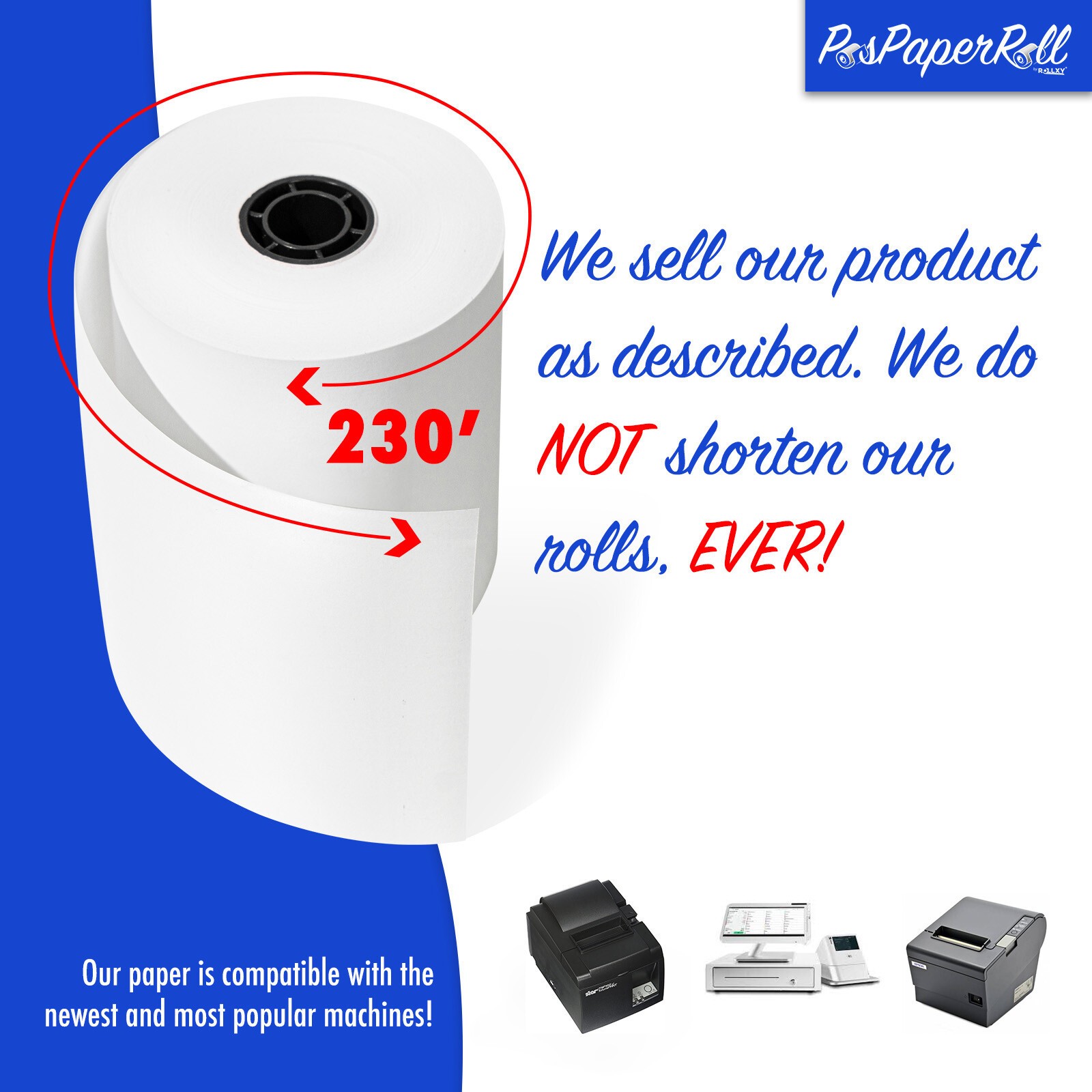 (100 Rolls)- 3-1/8″ x 230′ BPA Free Thermal Paper(Aloha Termal POS Printers)