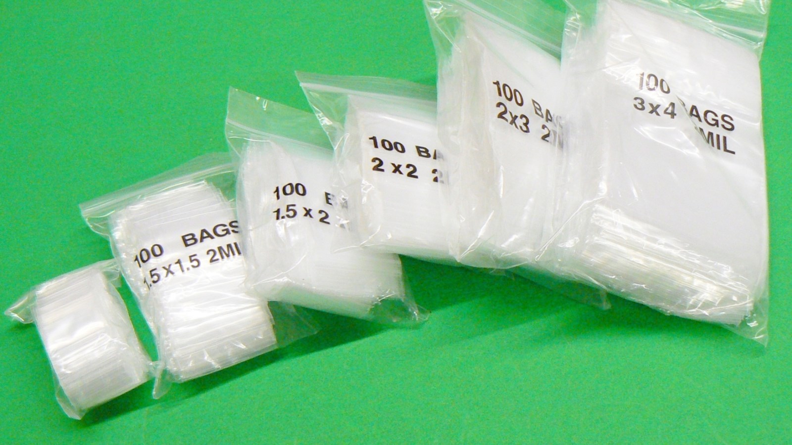 600 Bags Clear 2 mil Assorted Reclosable Bags Small Size Assortment Baggies