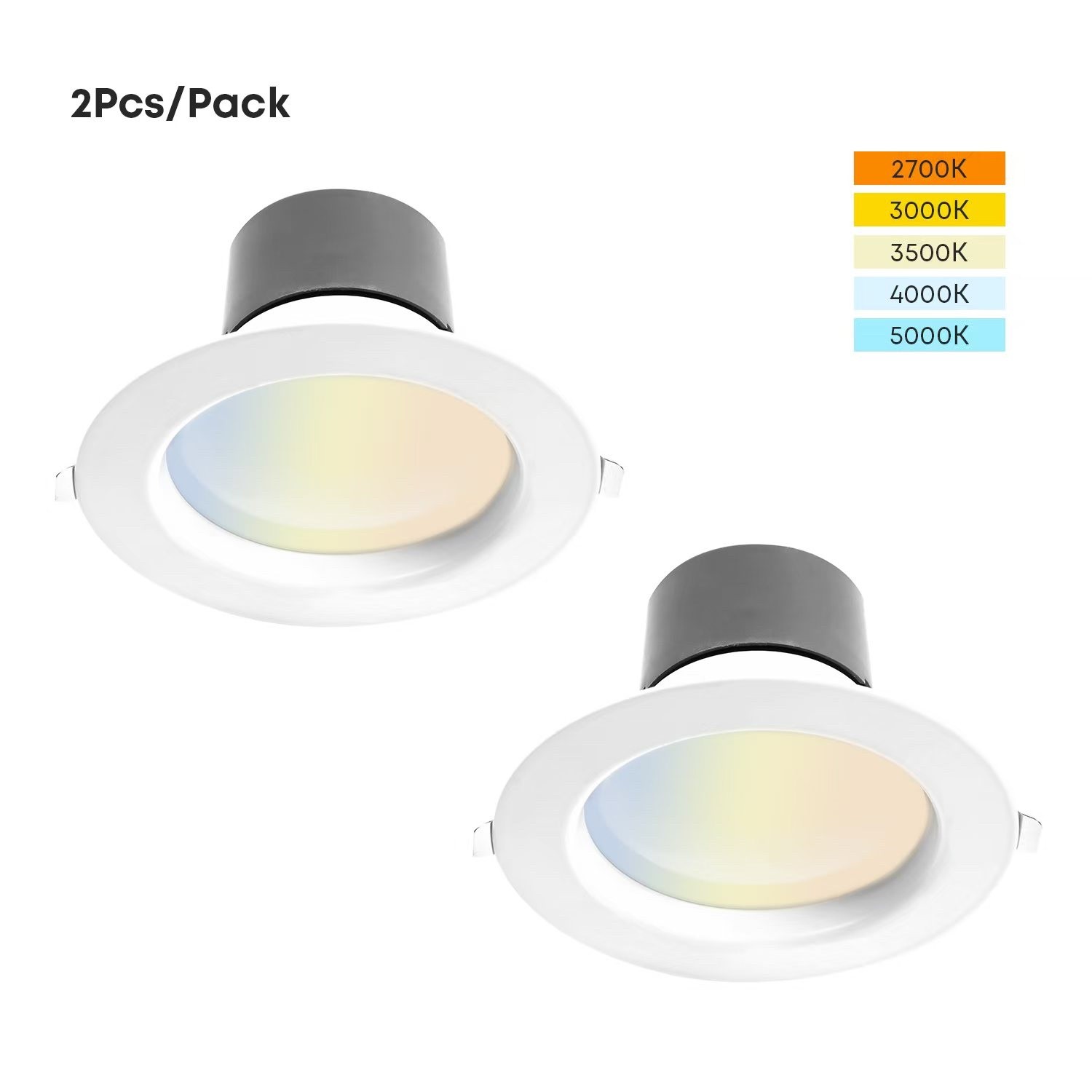 2-Pack 6 Inch LED Commercial Downlight 22Watt 3000/4000/5000K AC100-277V ETL