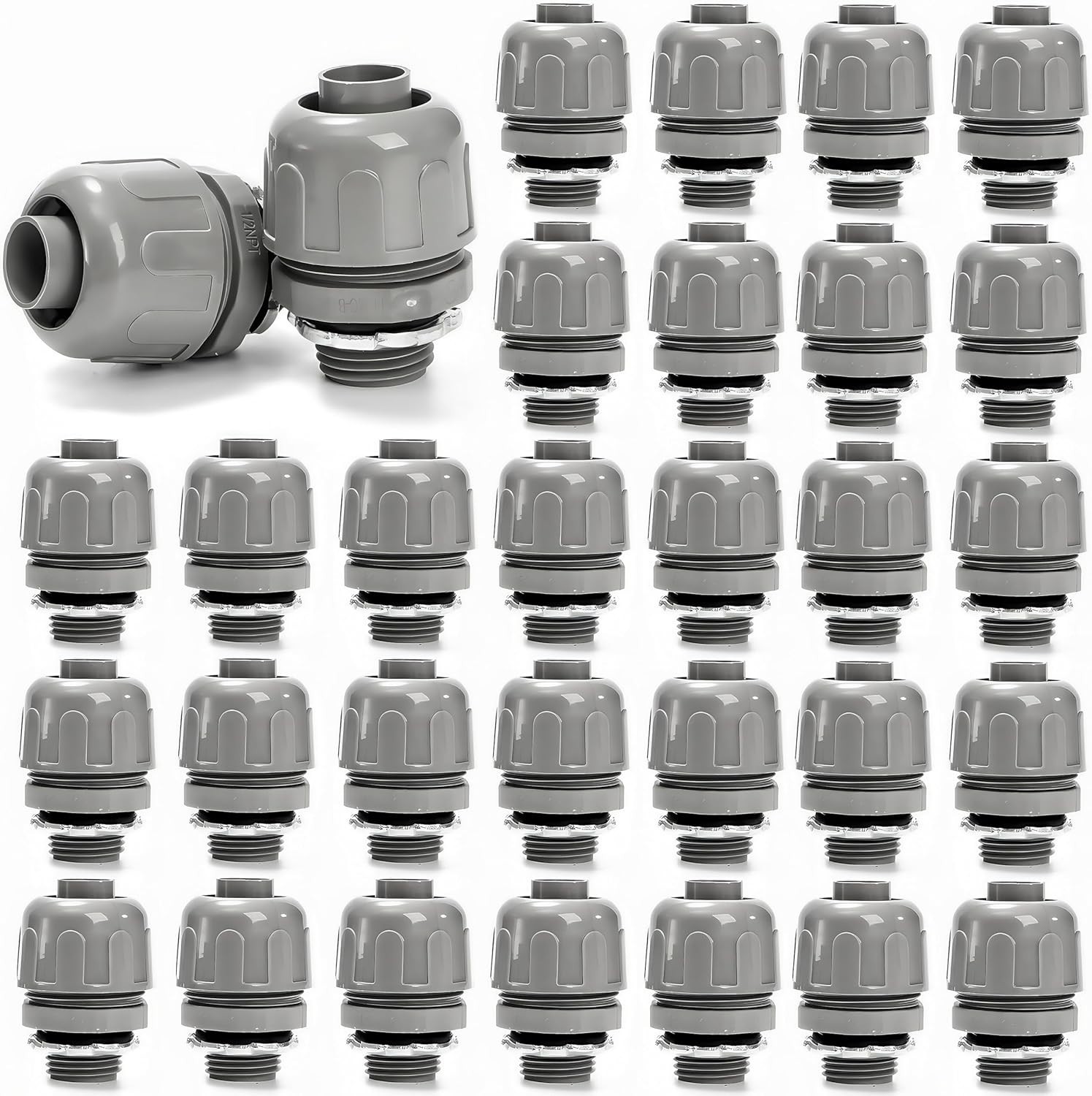 30 Pcs Conduit Connectors, 1/2 Inch PVC Electrical Liquid Tight Connector, 180 D