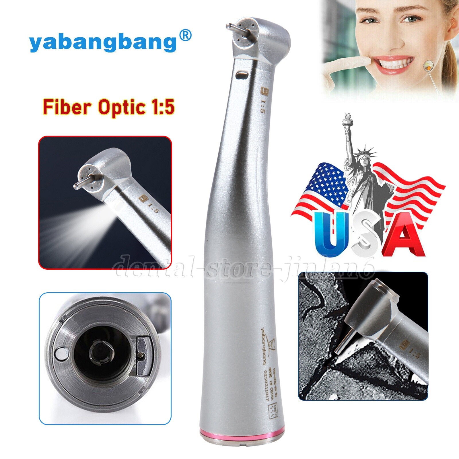 NSK Style Dental 1:5 Increasing/ 20:1 Implant Contra Angle Fiber Optic Handpiece