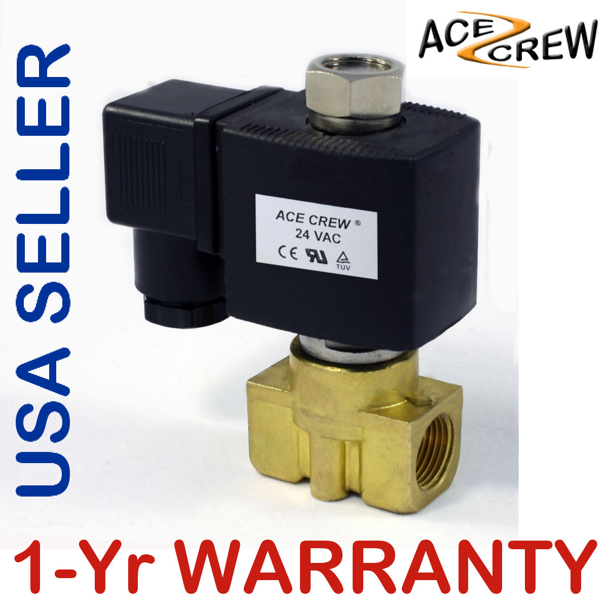3/8 inch NORMALLY OPEN 24V AC VAC Brass Solenoid Valve NPT ONE-YEAR WARRANTY