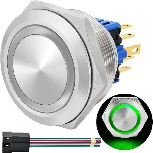 30mm 1.18in Stainless Steel Waterproof IP67 24V LED Momentary Push Button