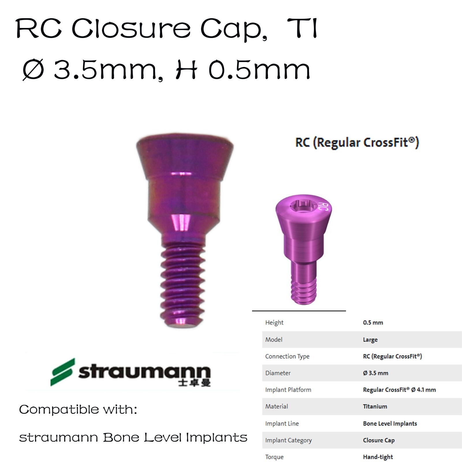 US Straumann RC Healing Abutment Healing Closure Fits ITI Bone Level Regular BLT