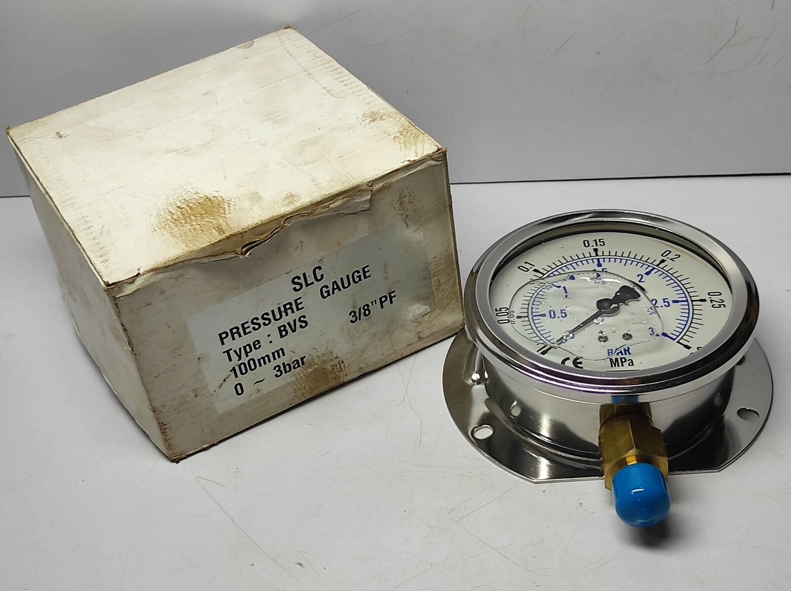 SLC BVS Pressure Gauge 100mm 0-3bar 0-0.3MPa 3/8”PF