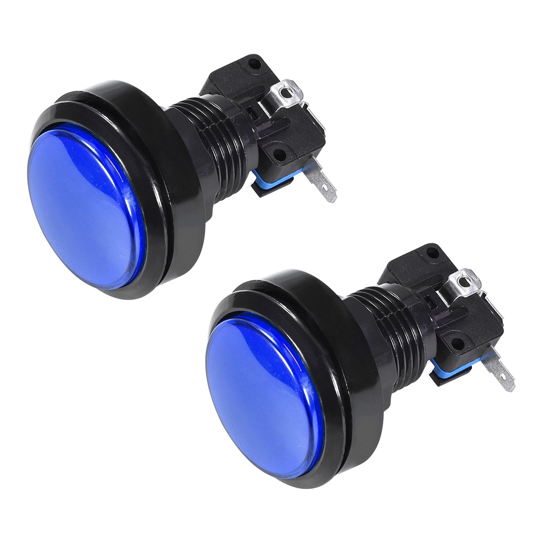 Game Push Button 46mm Round 12V LED Illuminated Push Button Switch Blue 2PC