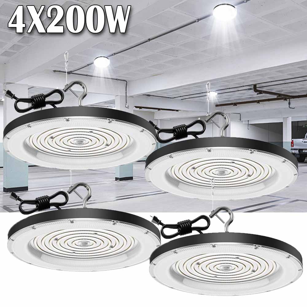 4 Pack 200W UFO Led High Bay Light Commercial Industrial Warehouse Shop Lights