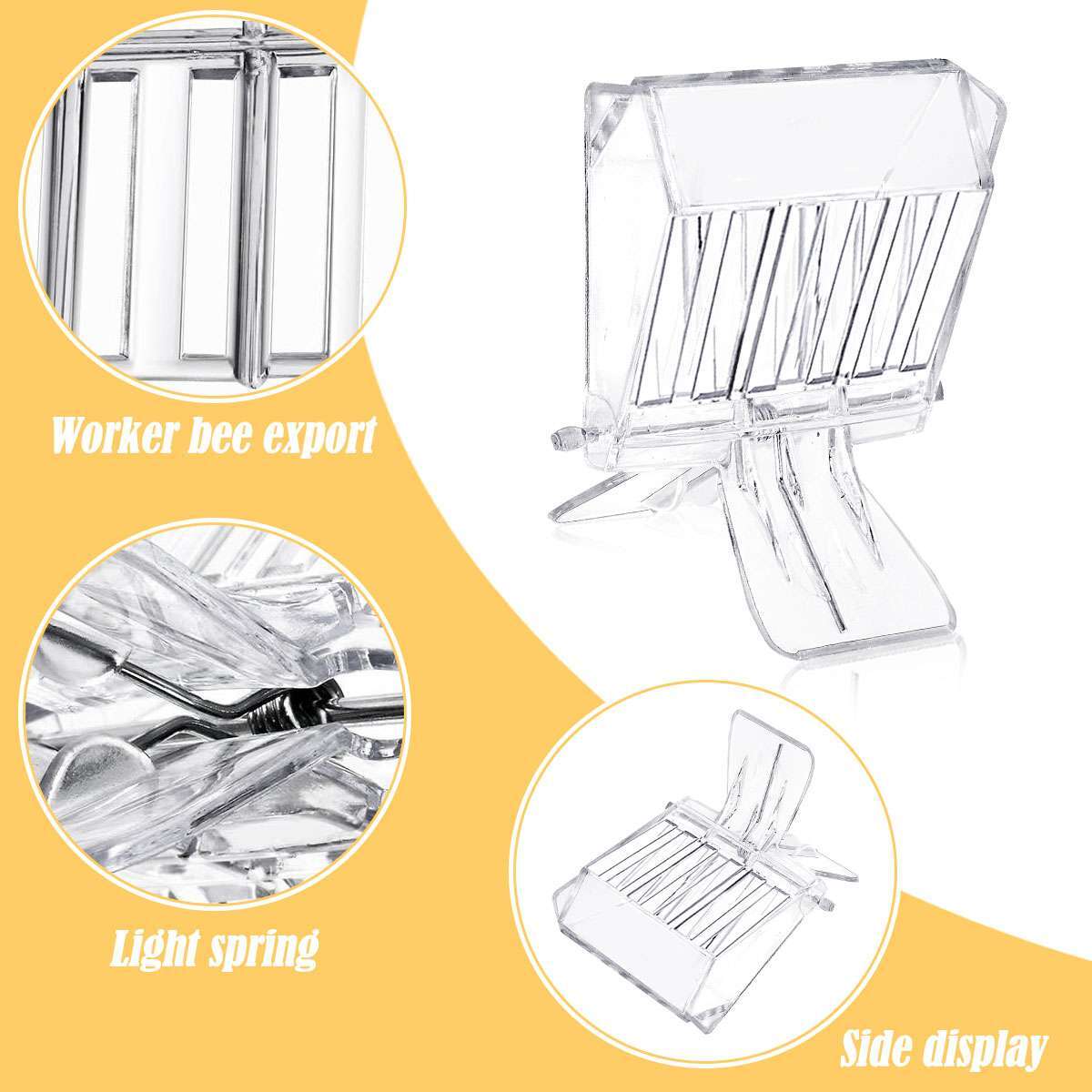 5pcs/set Beekeeping Queen Bee Cage Catcher Clips – Transparent Plastic