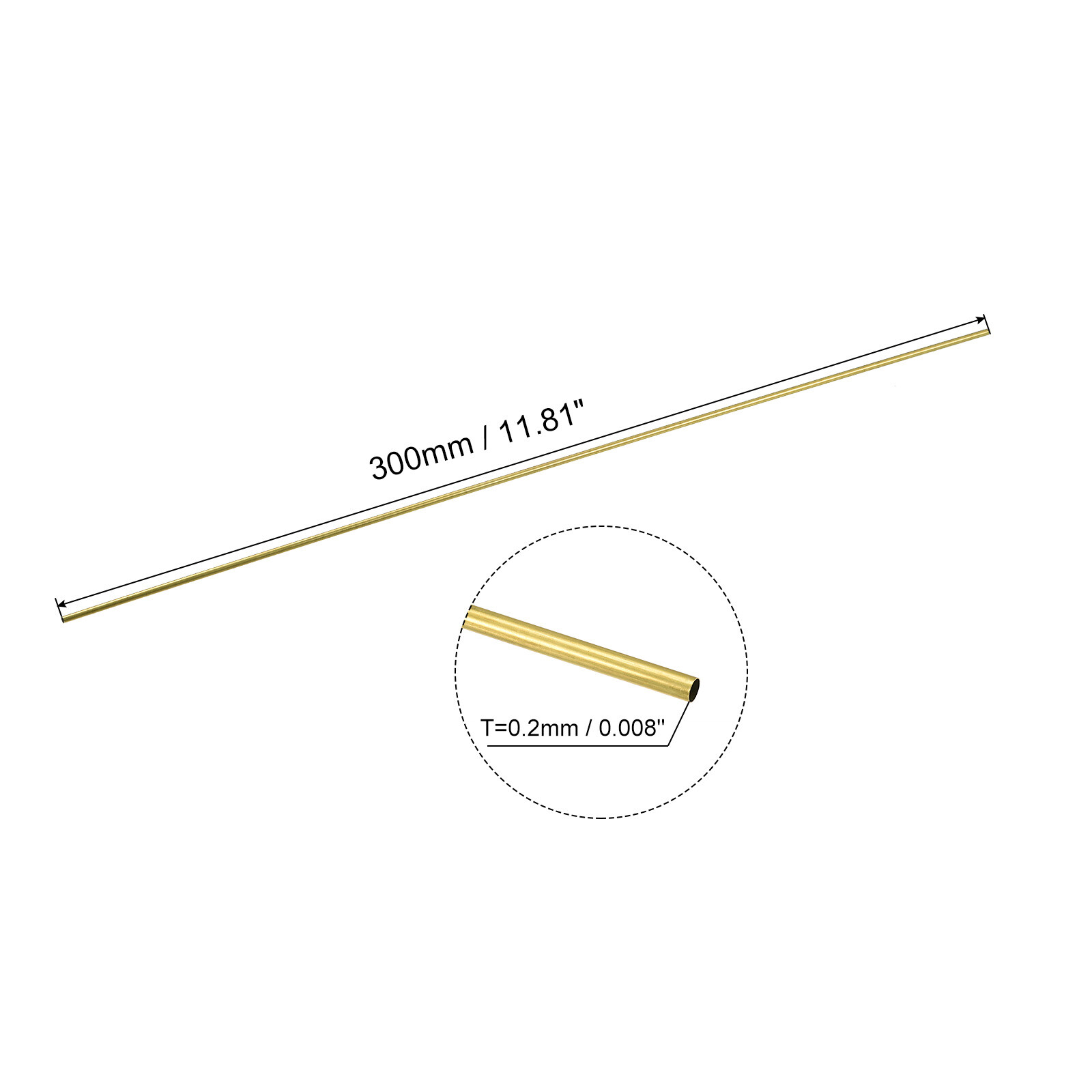 Pack of 6 Brass Tube 1mm 1.2mm 1.4mm 1.6mm 1.8mm 2mm x 0.2mm 300mm Metal Tubing