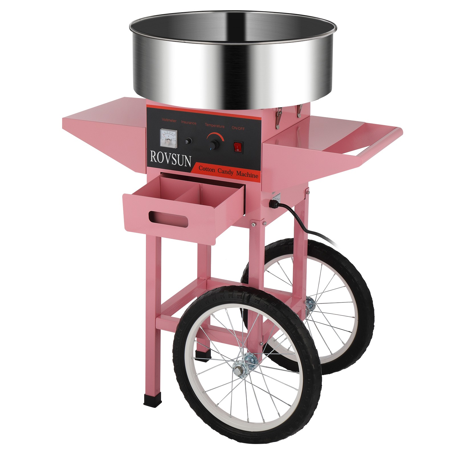 ROVSUN 20″ Commercial Cotton Candy Machine w/Cart Stainless Steel Floss Maker
