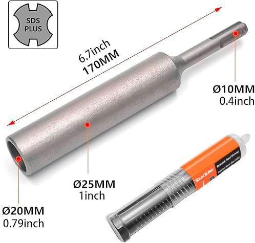 TovxTuke SDS-Plus Ground Rod Driver 6.7 inches (L) x 1 inch (W) x 1 (H