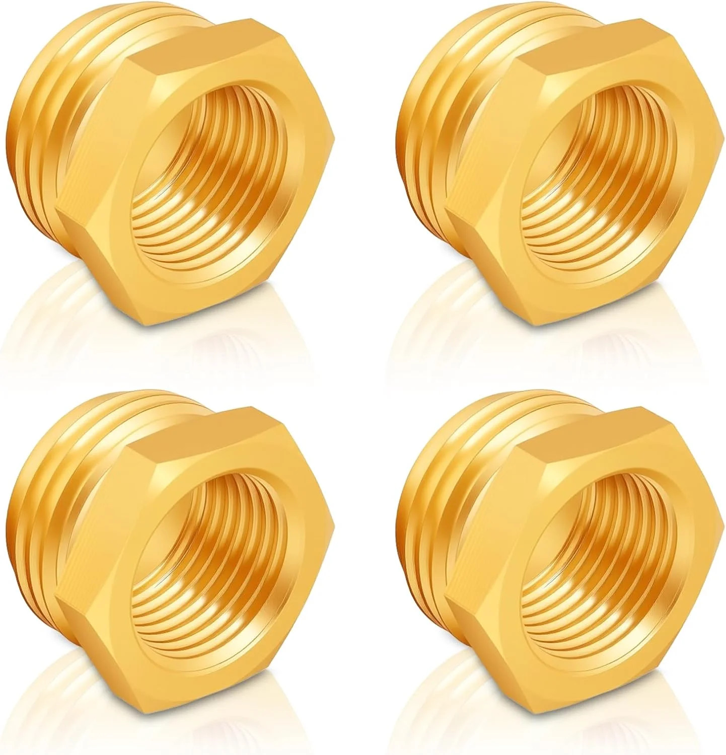 3/4″ GHT Male to 1/2″ NPT Female Brass Hose Adapter – 4 Pack Heavy Duty Garden H