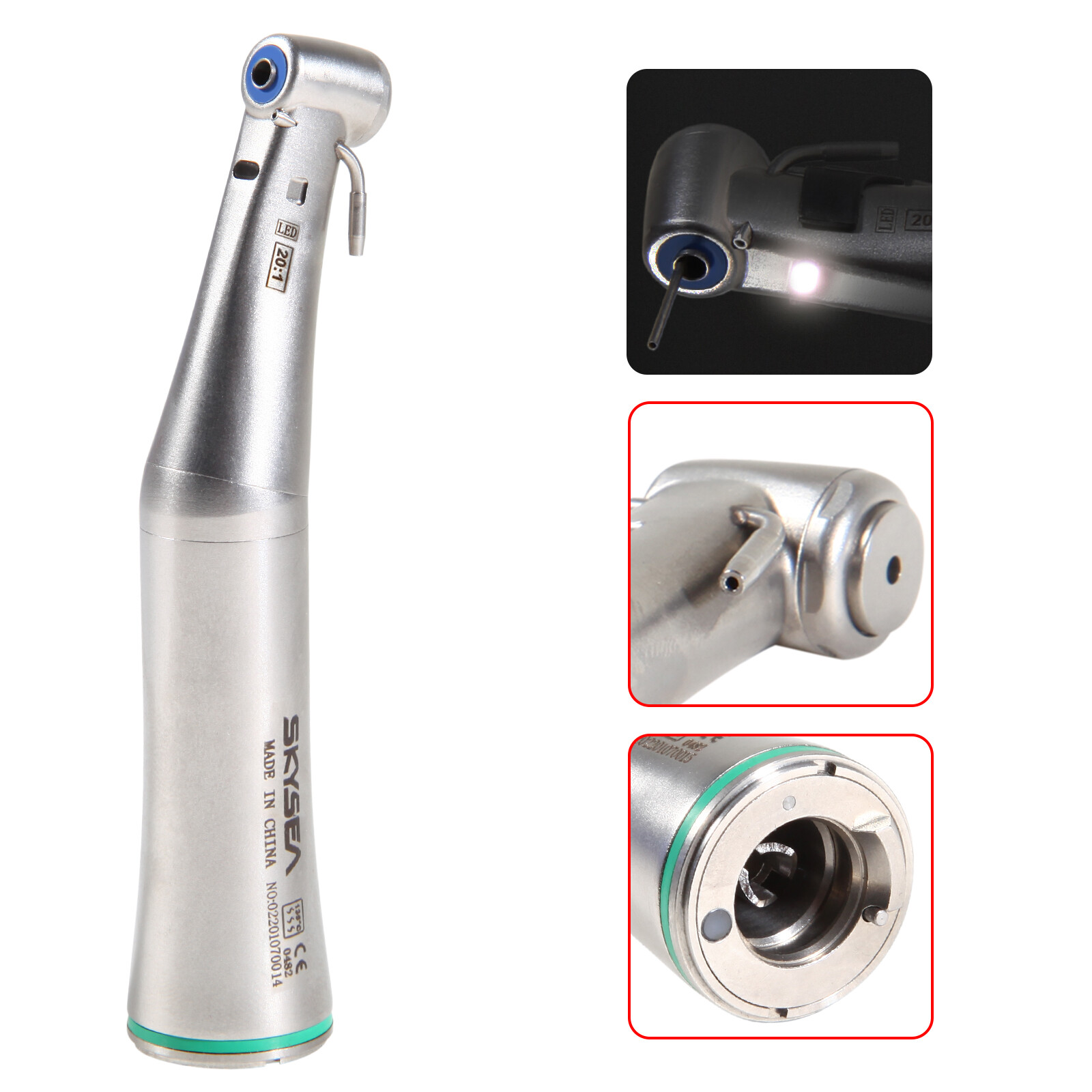 Dental Implant 20:1 Detachable Fiber Optic LED Contra angle handpiece Fit E-type