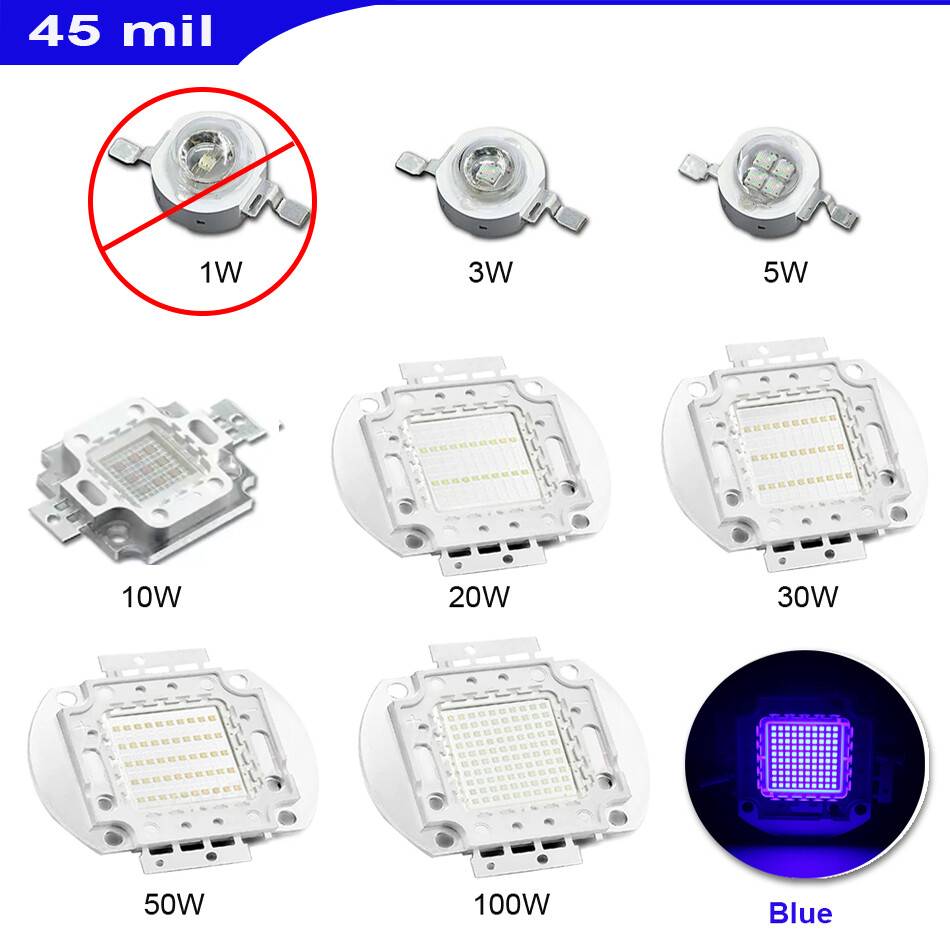High Power Royal Blue SMD Led Chip Lamp Bulb 10W 50W 100W 445nm 460nm led Beads