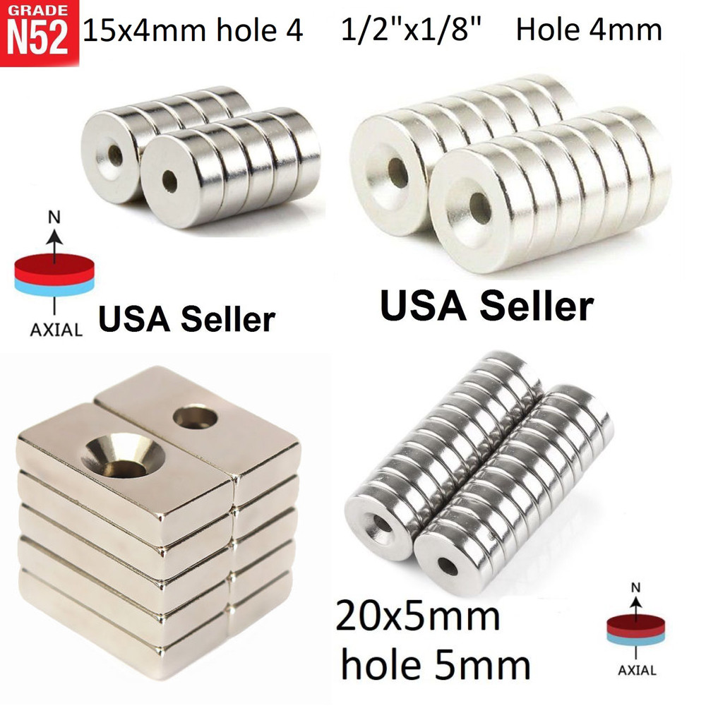 10 100 ALL Size Countersunk Ring Disc Block Magnets 3mm 4mm 5mm Hole Wholesale