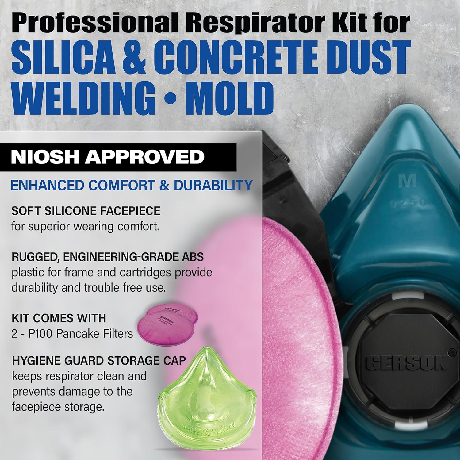 P100 Respirator Kit for Welding, Silica, Concrete Dust & Mold Protection