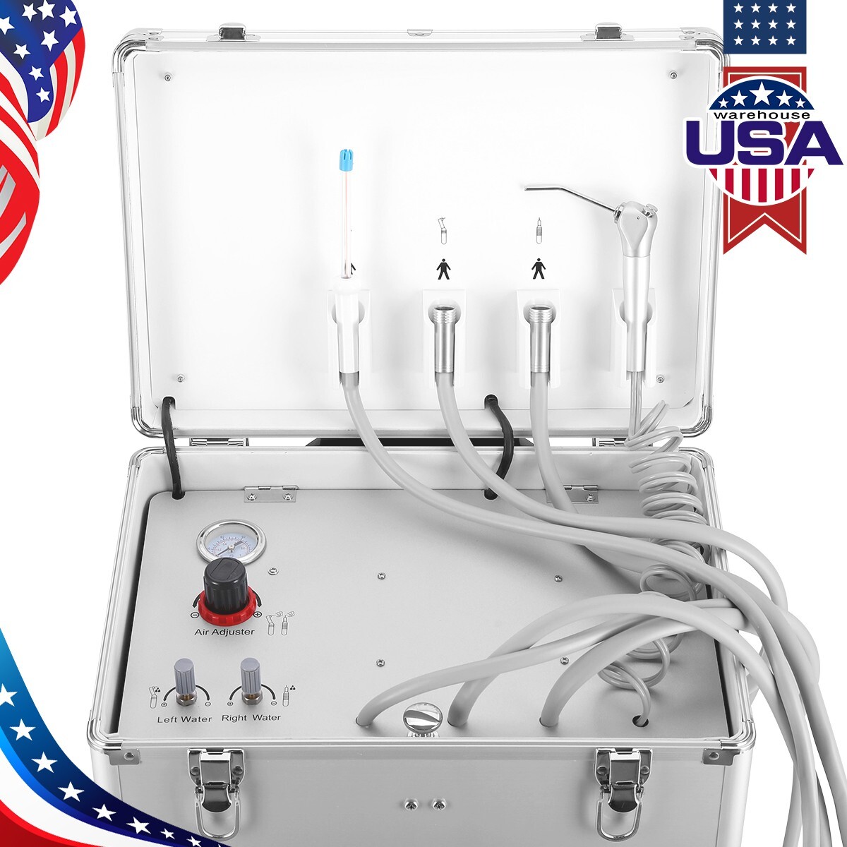Portable Dental Delivery Unit Treatment Syringe Suction Turbine Air Compressor