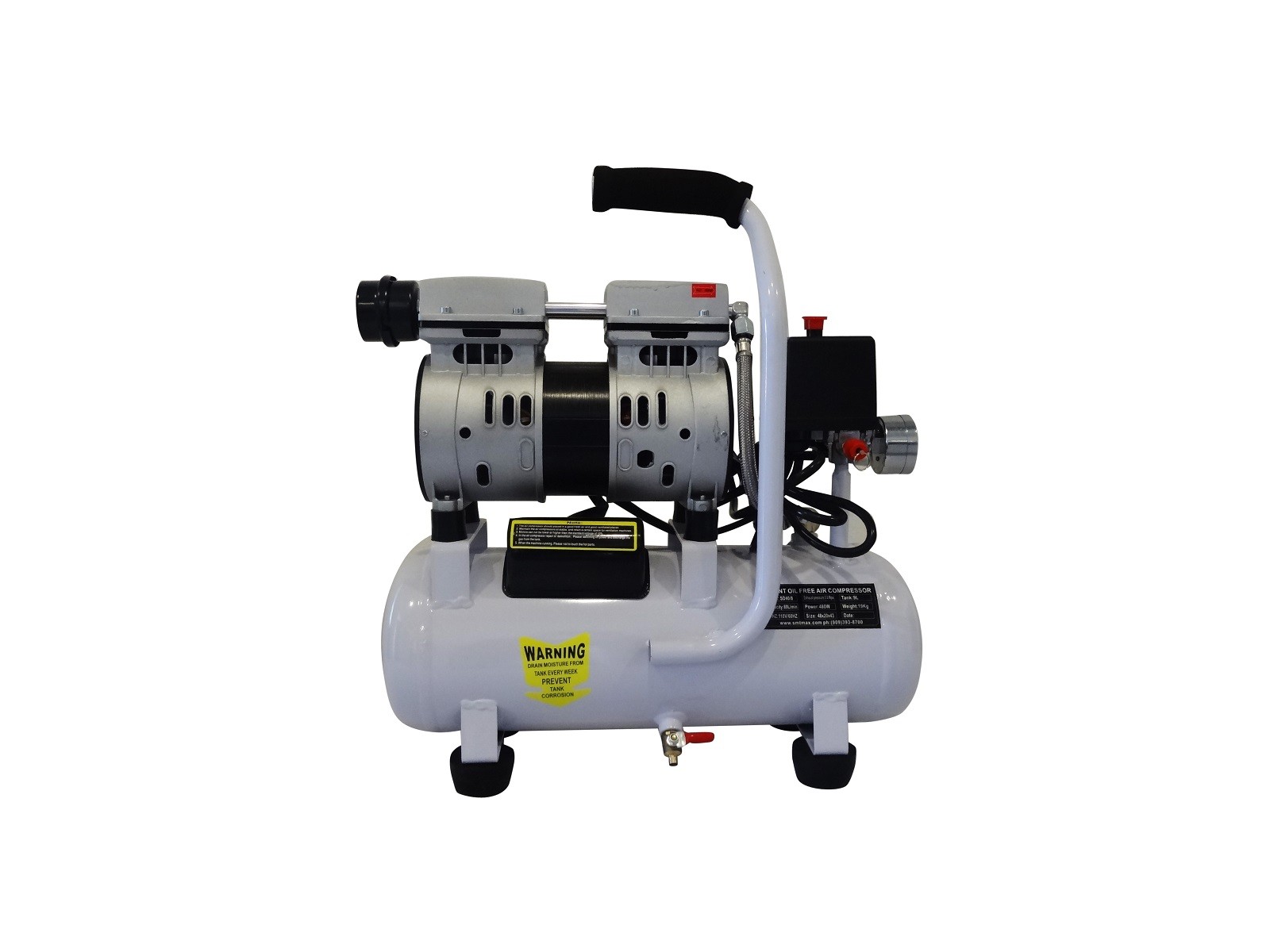 New 1/2HP, 2.4 Gallon. Medical Noiseless & Oil Free Dental Air Compressor 110v