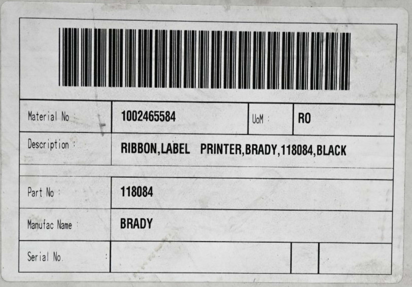 BRADY B30-R10000 LABEL PRINTER RIBBON BLACK(NOIR) 118084 110.0MMX61.0M
