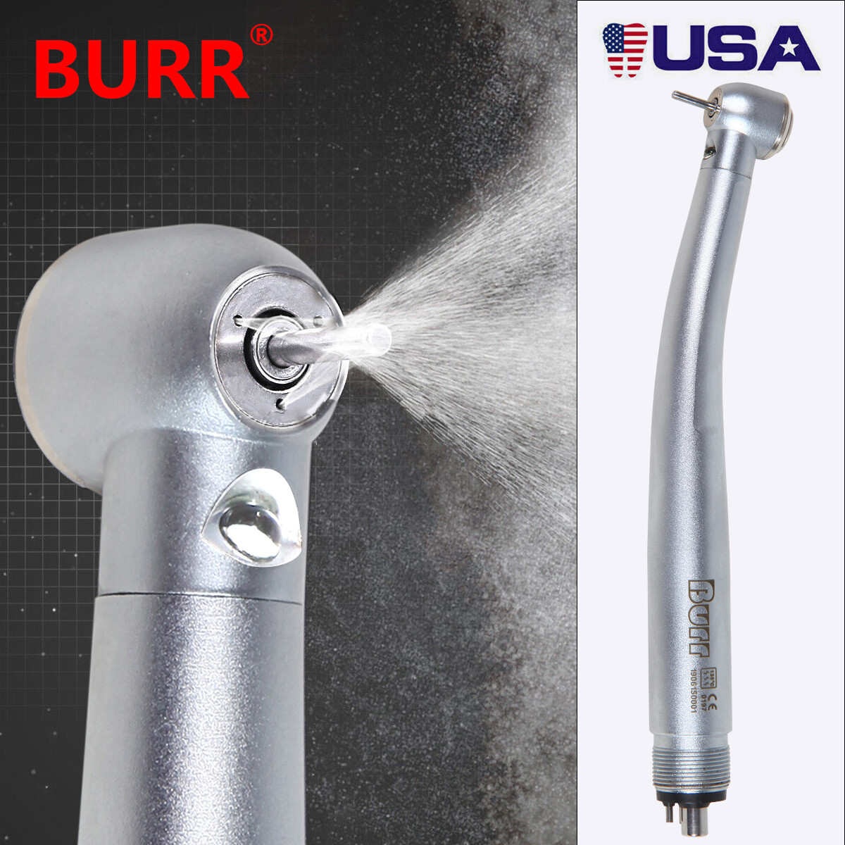 Dental Fiber Optic LED E-generator High Speed Handpiece 4Hole Midwest
