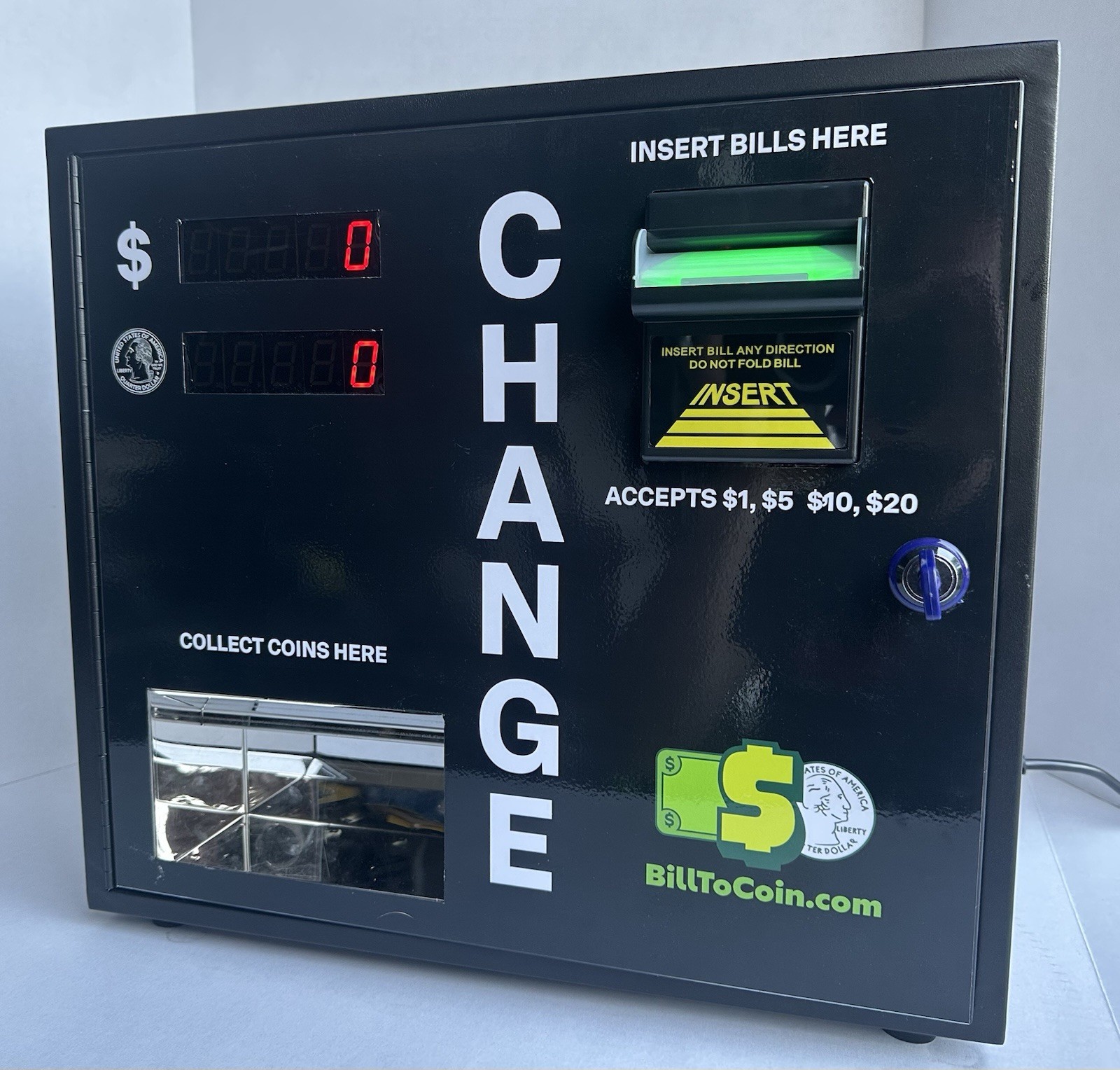 High Security Dollar To Quarter change machine fits 3000 quarters ($750)