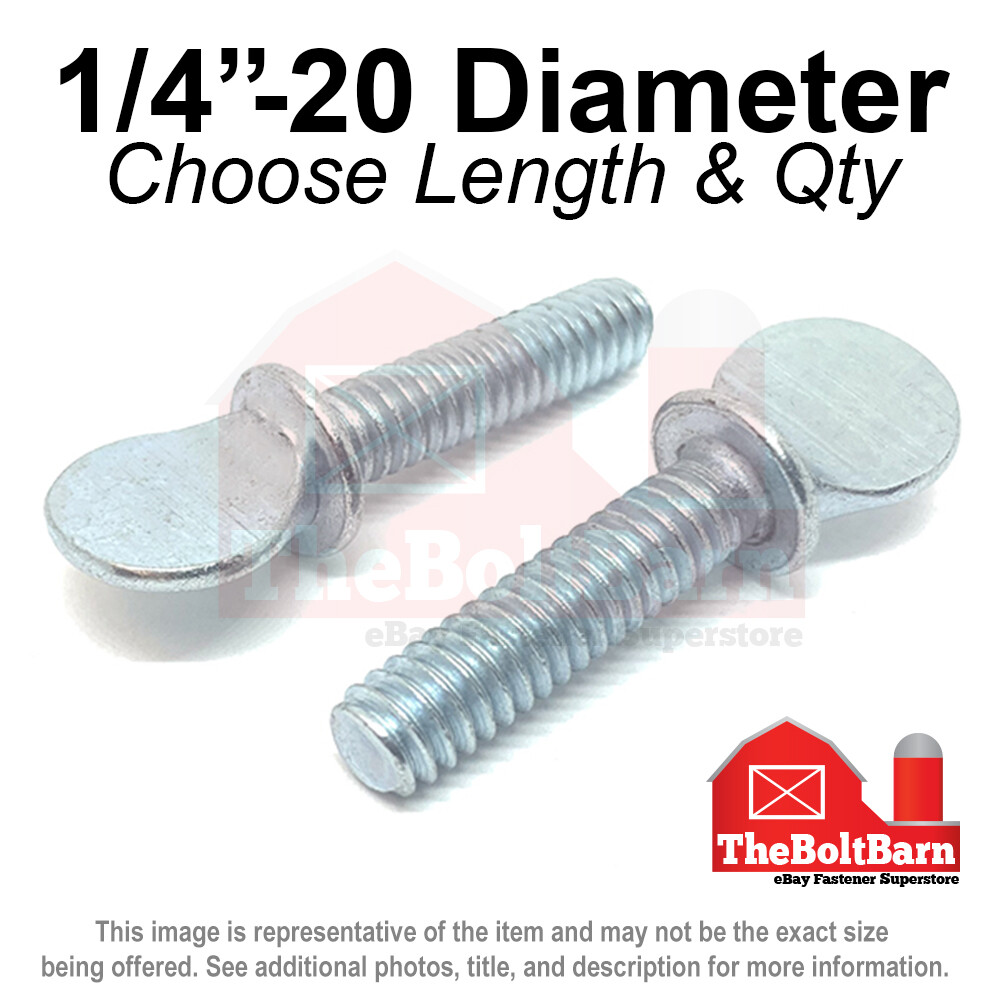 1/4″-20 Spade Type Thumb Screws With Shoulder Coarse Zinc (Pick Length & Qty)