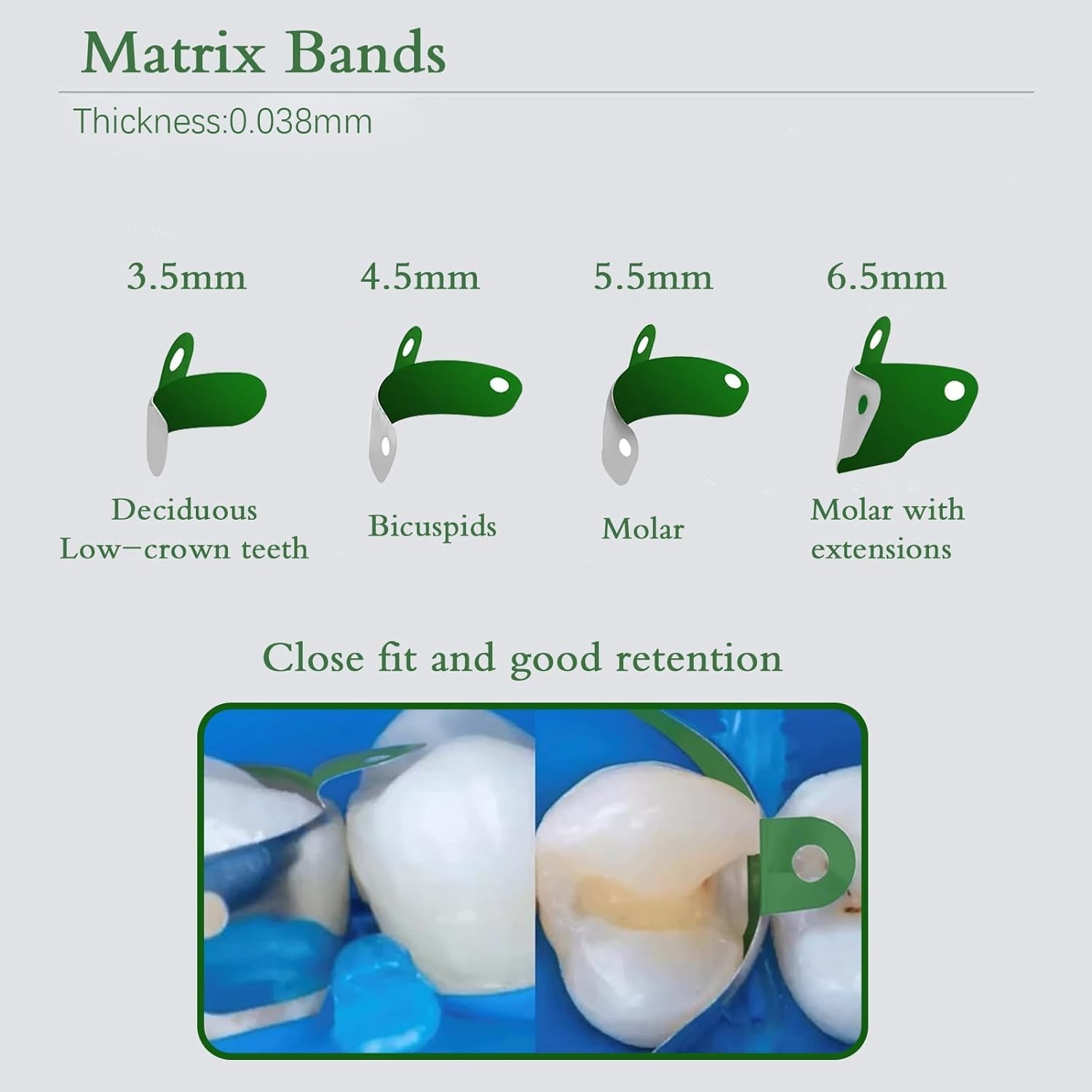 Dental Matrix Bands PTFE Non-Stick Coating Sectional Contoured Metal Matrices