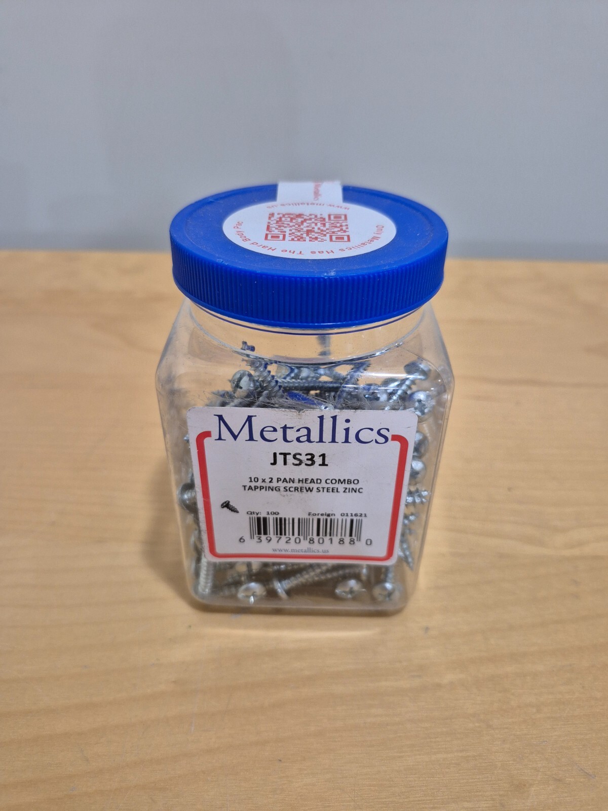 Metallics JTS31, #10 x 2″ Pan Head Combo Tapping Screw Steel Zinc (100-Pack)