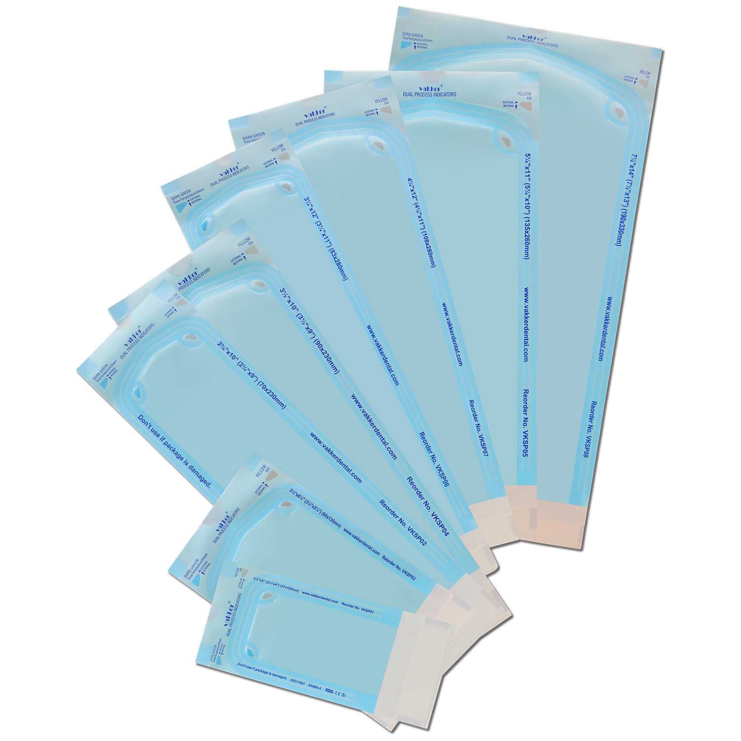 Vakker 1000pc 2.25″ x 5″ Self Sealing Dental Sterilization Pouches Autoclave Bag