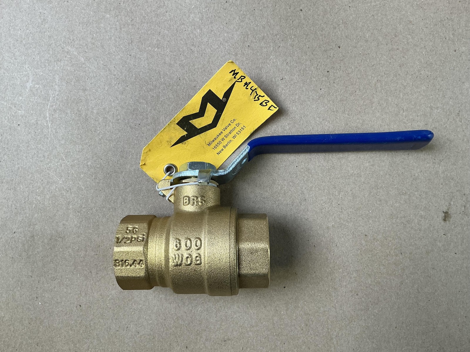 Milwaukee Valve 3/4 In Brass Trim Ball Valve BA-475B 600 WOG 250 PSI Blue New