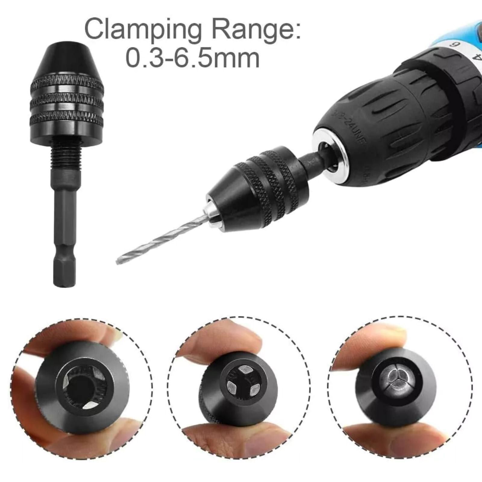 4Pcs 1/4″Hex Shank Keyless Drill Chuck Adapter Bit Quick Change Converter Driver