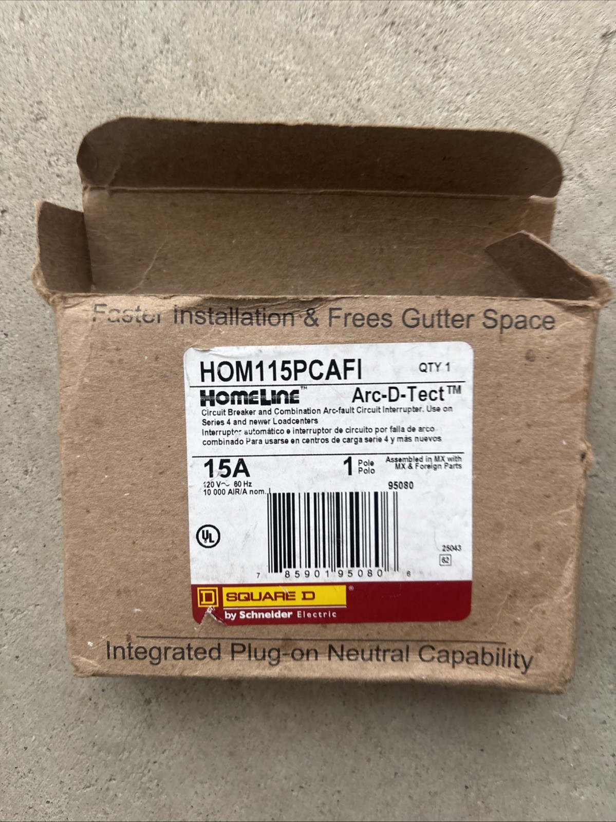 NEW SQUARE D HOMELINE HOM115PCAFI HOM115PCAFIC 15A PLUG ON NEUTRAL AFCI No Box
