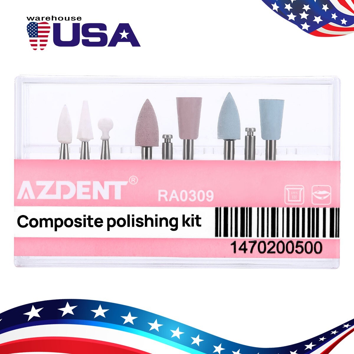 Dental Composite Diamond Burs Polishing Cups RA 0309 Kit for Low Speed Handpiece