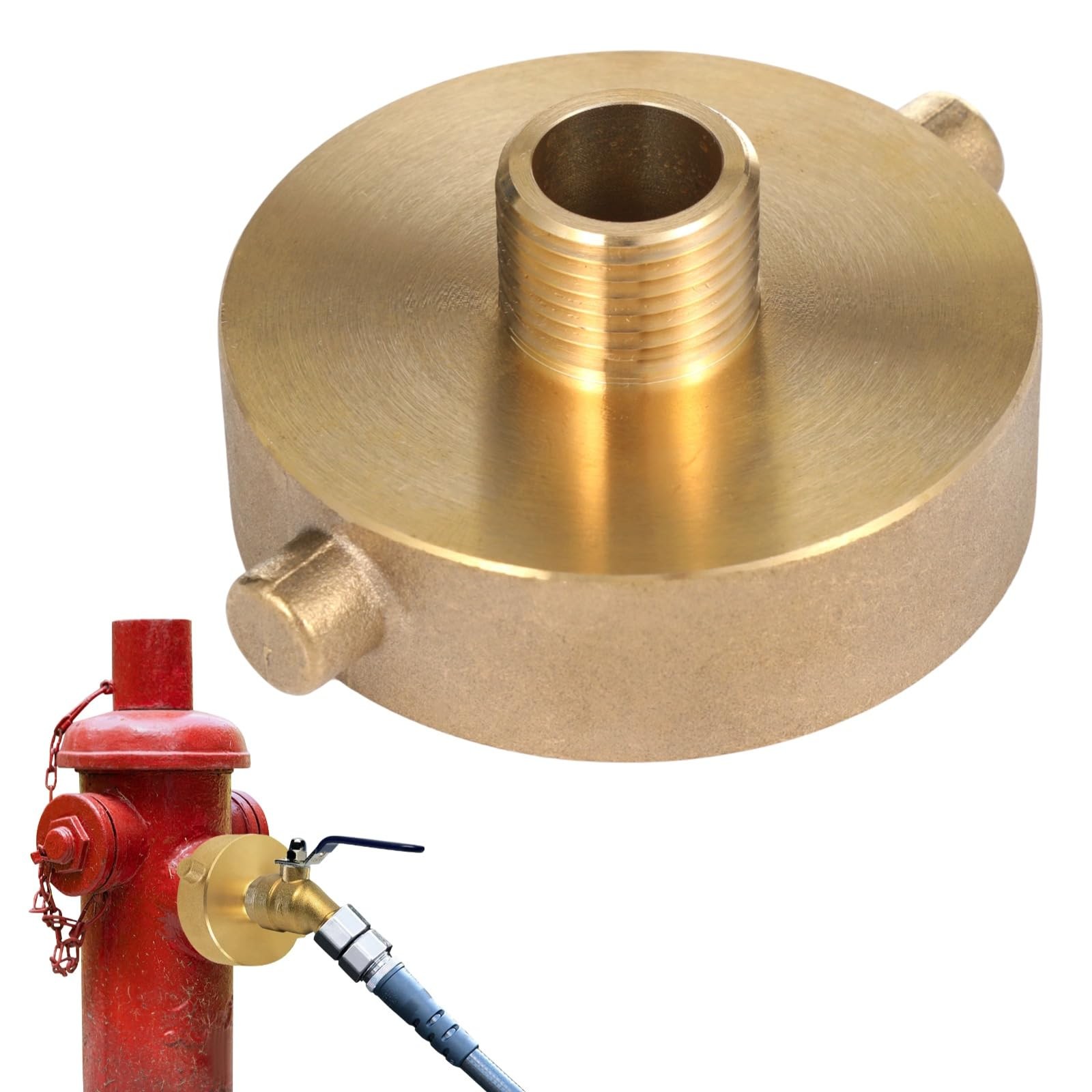 Brass Fire Hydrant Hose Adapter, 2-1/2″ NST/NH Female to 3/4″ GHT Male Fire H…