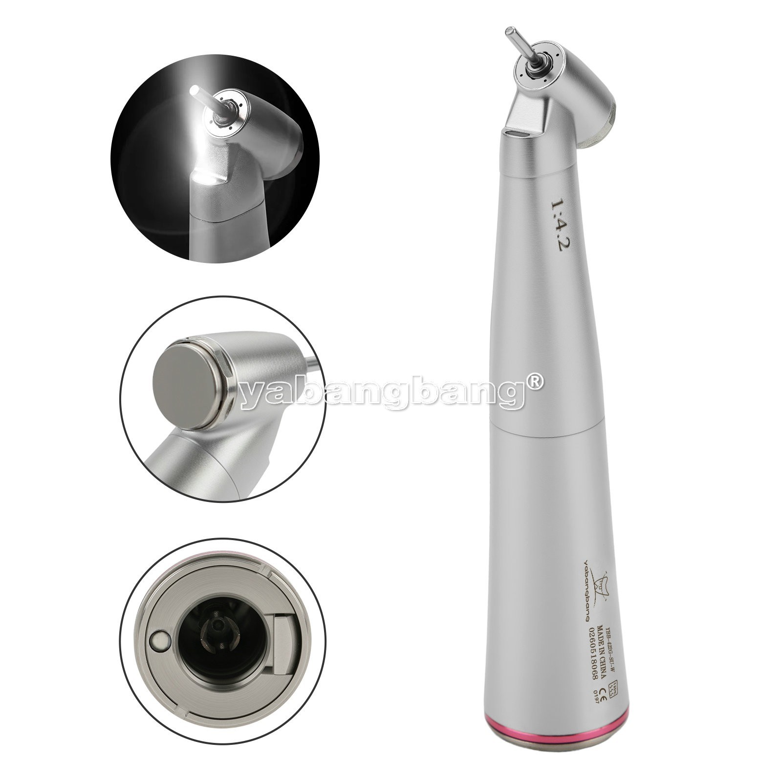 Dental 45° Angle push button head contra angle fiber optic 1:4.2 handpiece USA