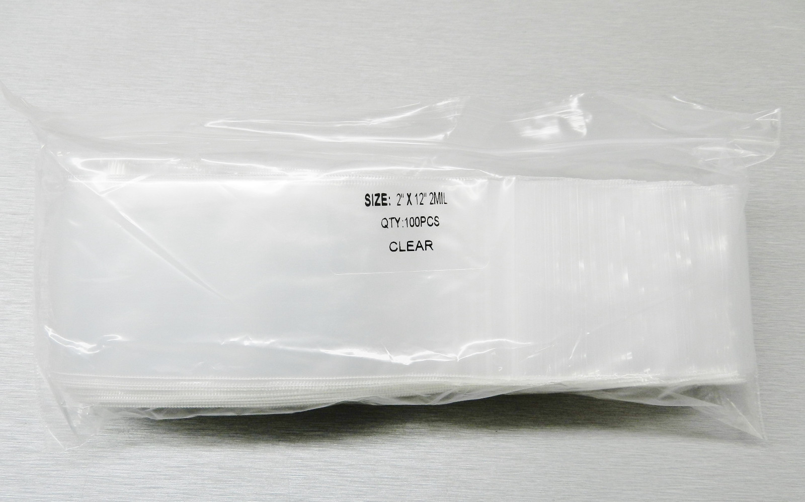 100 Zip Seal Lock Bags 2×12 Clear 2 mil Zip Slide Baggies 2 x 12″ Long Poly Bag