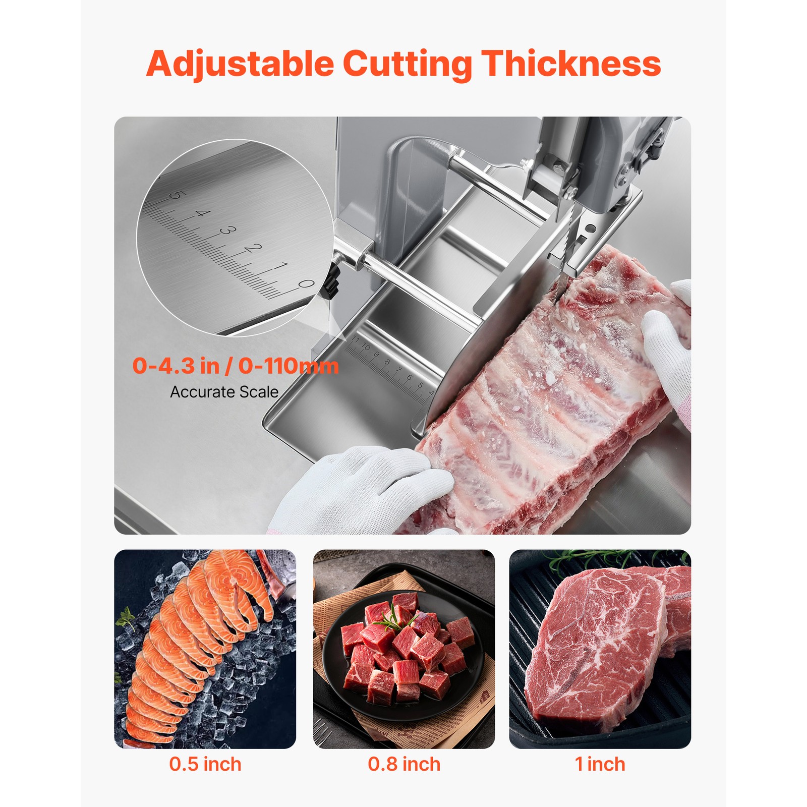 Uimoso Commercial Electric Meat Bandsaw 1100/1500W for Cutting Bones and Meat