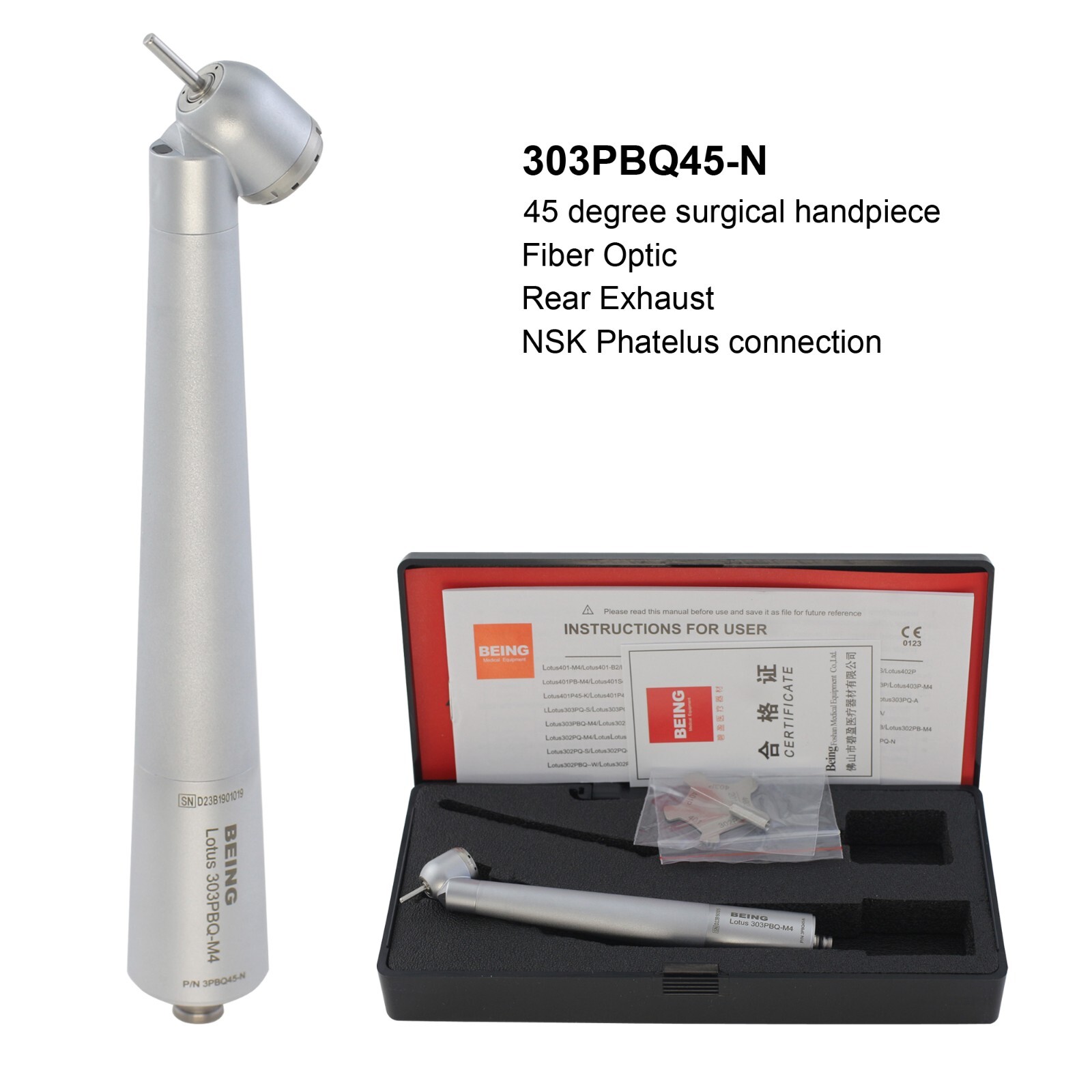 BEING Dental Surgical Handpiece 45 Degree Angle High Speed NSK Phatelus Coupler