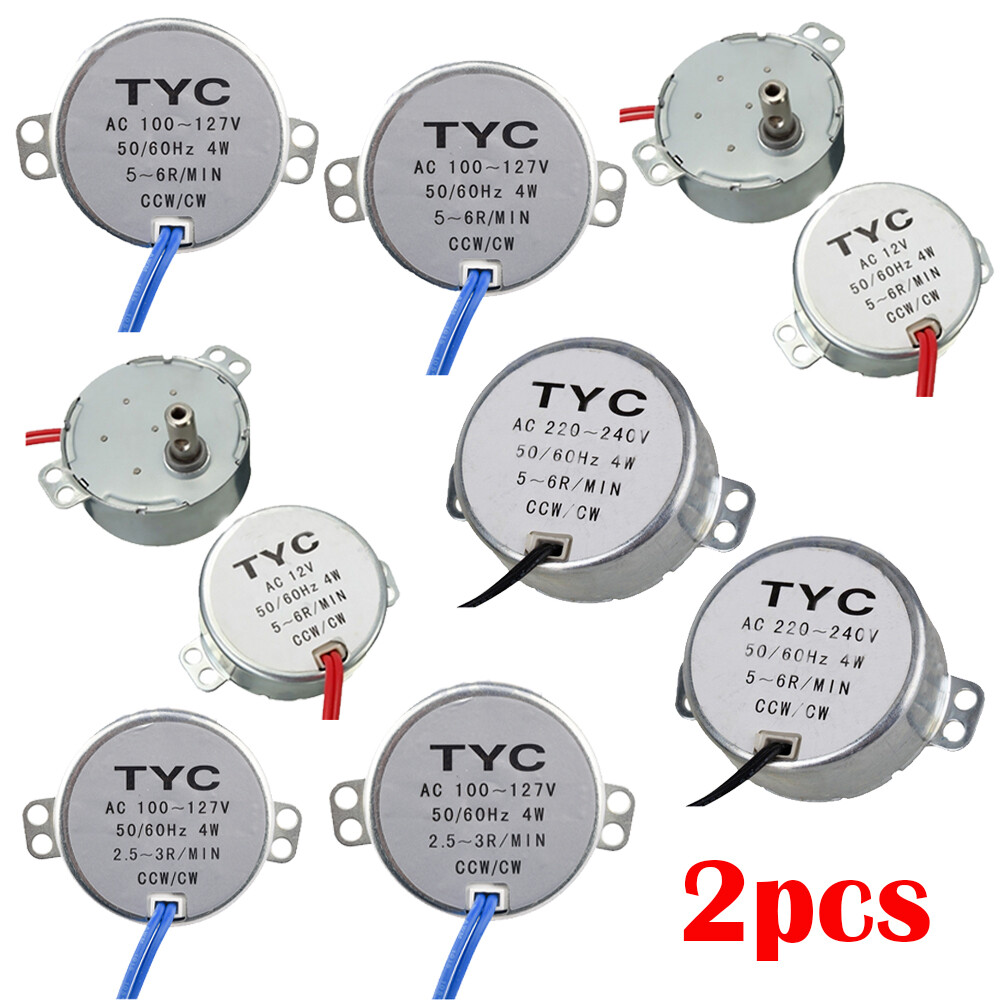 2x AC 12/110/220V TYC-50 4W 50/60Hz Synchronous Motor 2.5/3/5/6RPM For Microwave