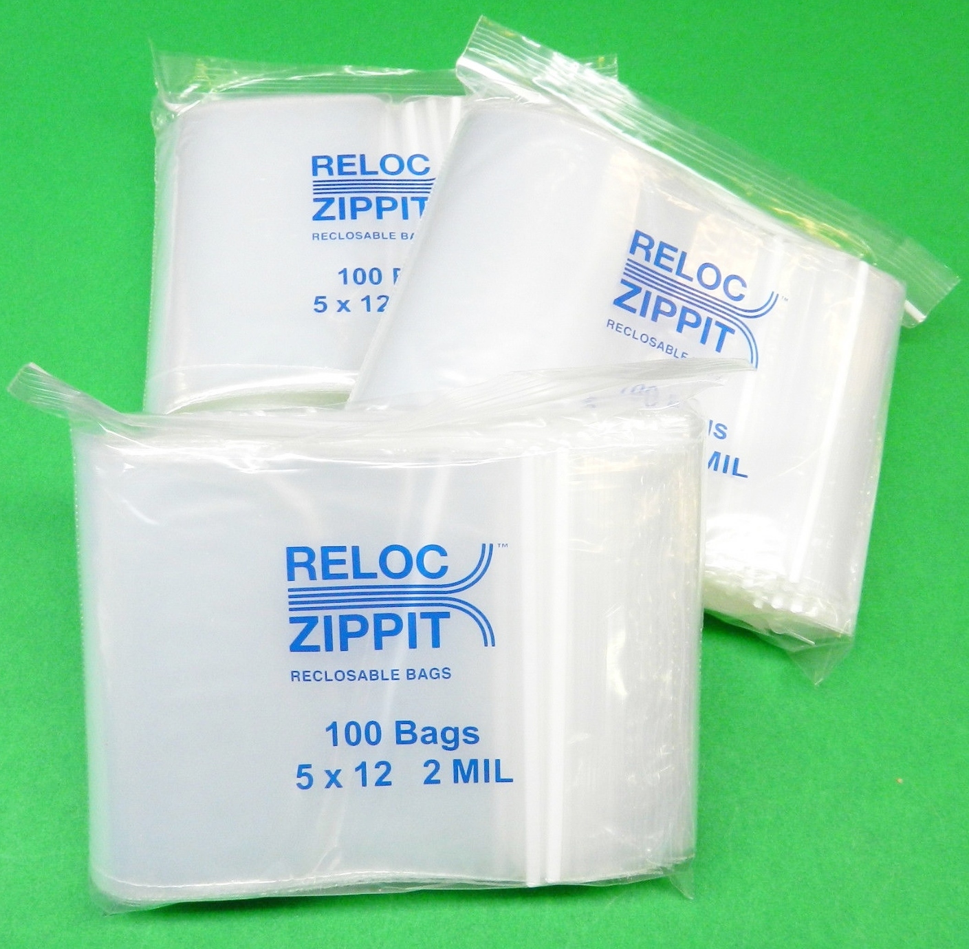 Reloc Zippit Bag 5″ x 12″ 2mil Clear Poly Reclosable Zip Seal Lock 300 Bags 5×12