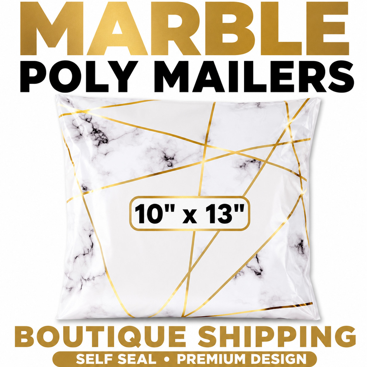 Marble Poly Mailers 10×13 Designer Shipping Bags Self Seal Boutique