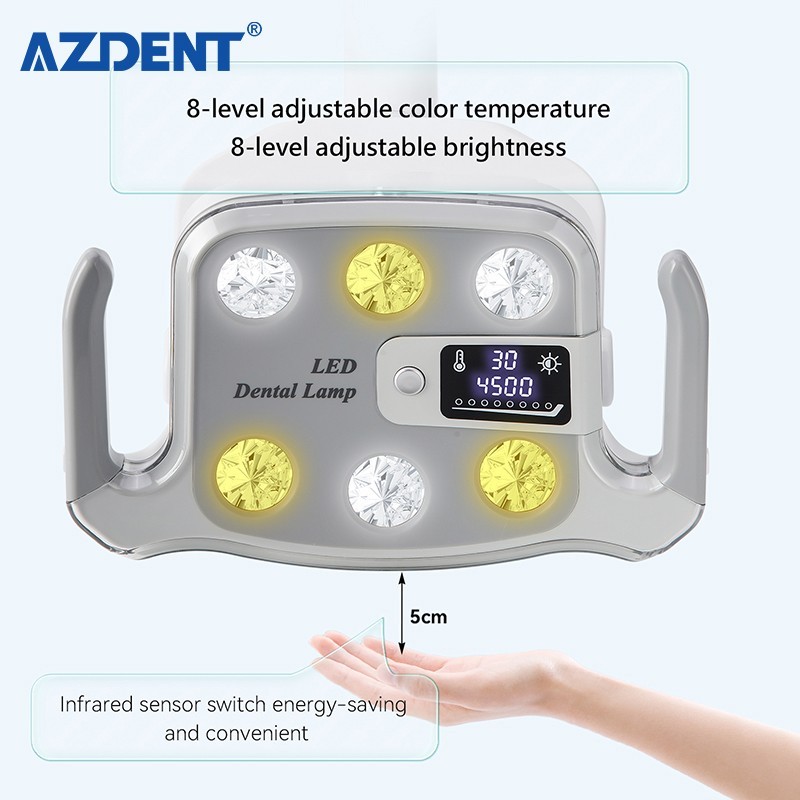 Dental 6 LED Lamp Oral Light Lamp For Unit Chair with LCD Display 3Yellow+3White