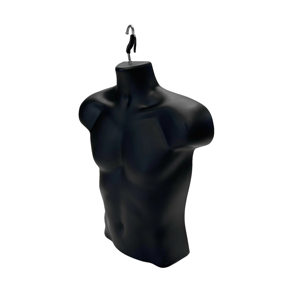 Male Molded Black Hanging T-Shirt Form Body Mannequin Torso Display, 23″H