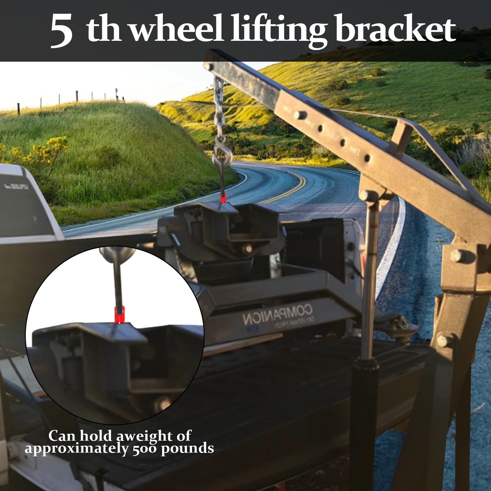 500lb Capacity 5th Wheel Lifting Bracket & Hitch – Durable Red