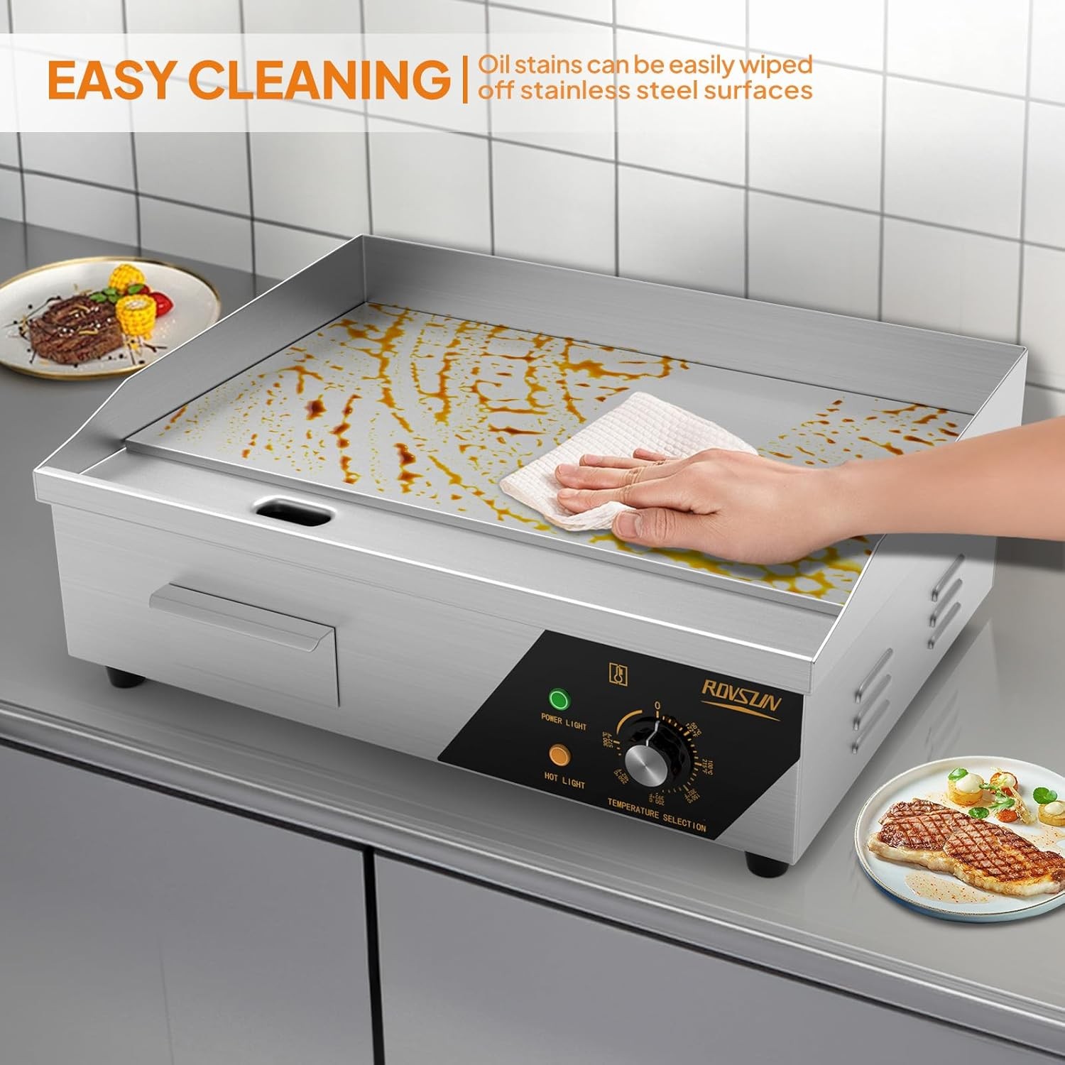 22″ Commercial Electric Griddle Countertop Griddle Flat Top 1600W Restaurant