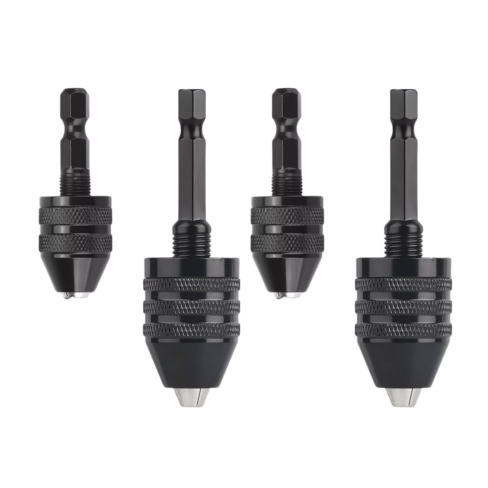4Pcs 1/4″Hex Shank Keyless Drill Chuck Adapter Bit Quick Change Converter Driver