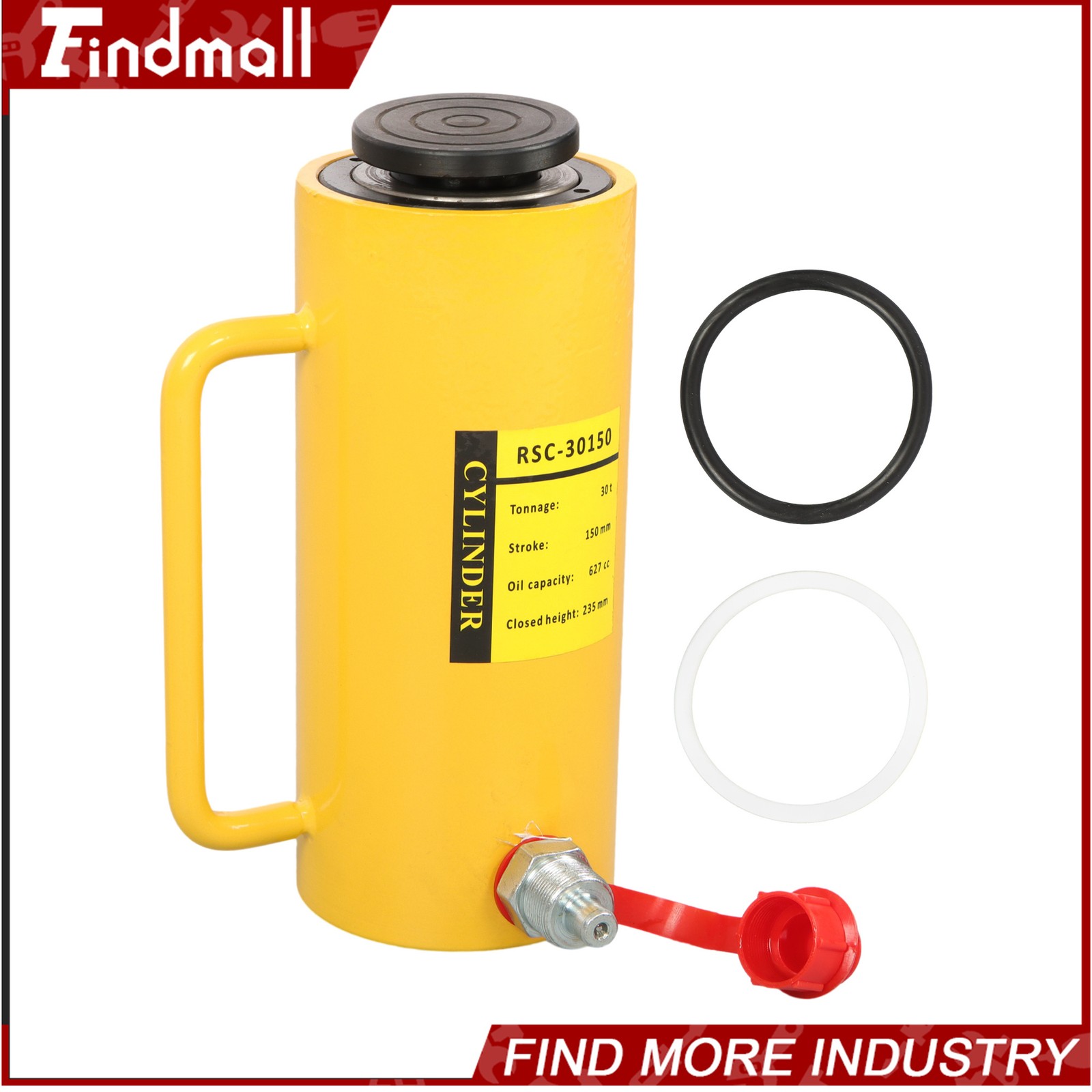 Findmall 30Ton Hydraulic Cylinder Ram Single Acting 6 Inch Stroke Lifting Jack