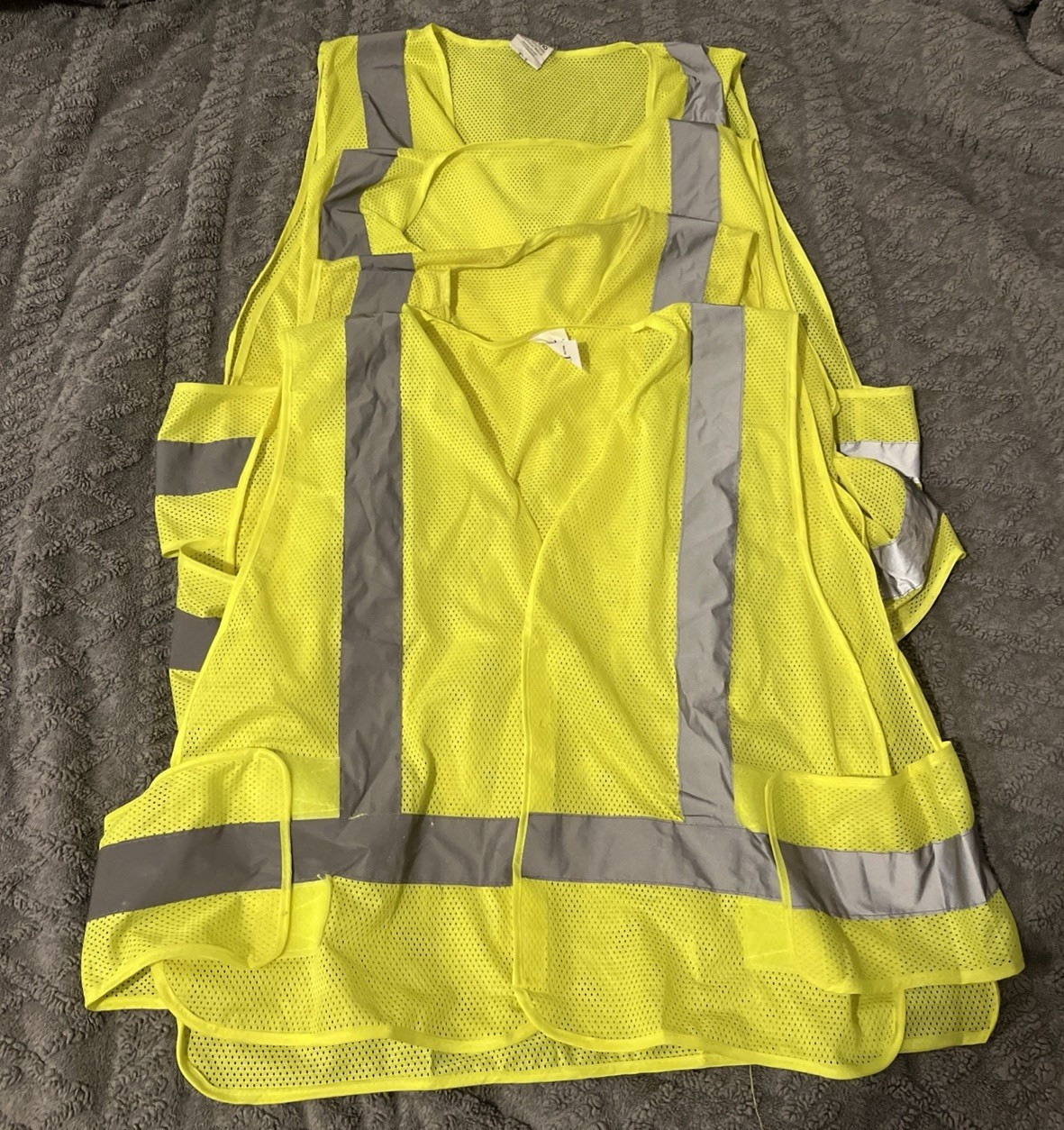 4 Neon Hi-Visibility Yellow & Gray Reflective Safety Vest High Visibility