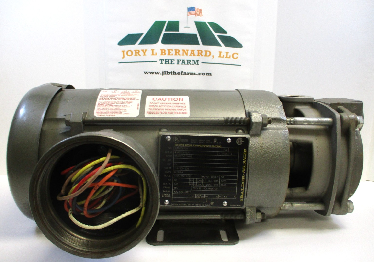 BALDOR ELECTRIC MOTOR, C76009729, w/ PUMP, 0.5-HP, 1725-RPM, CLEAN – USED