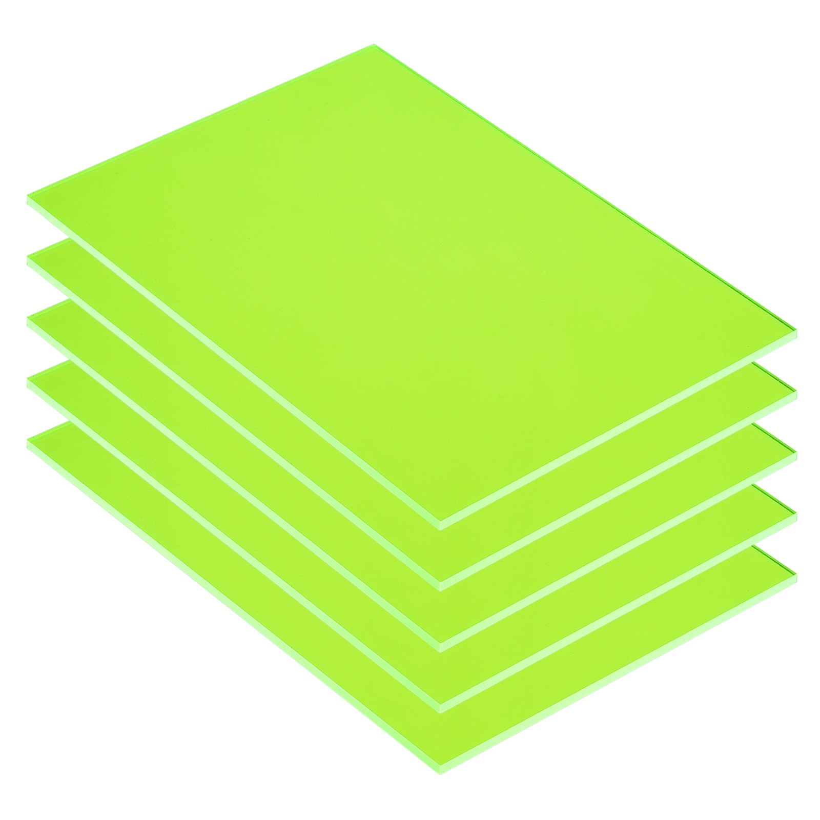 PMMA Acrylic Sheets Colored Transparent 12 x 8Inch Fluorescent Green 5 Pcs